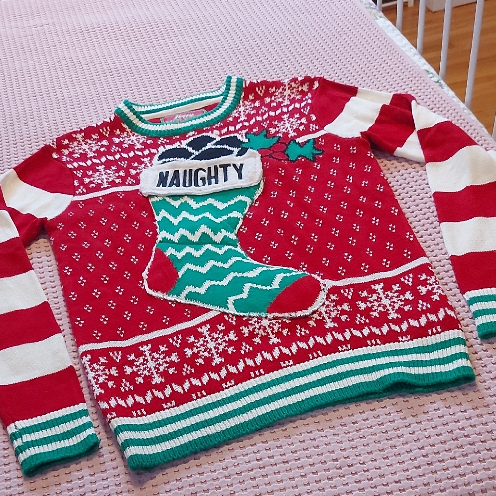 Playful Red and Green Holiday Sweater